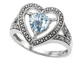 Tommaso Design Heart Shape 6mm Genuine Aquamarine Ring
