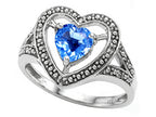 Tommaso Design Heart Shape 6mm Genuine Blue Topaz Ring