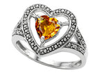 Tommaso Design Heart Shape 6mm Genuine Citrine Ring