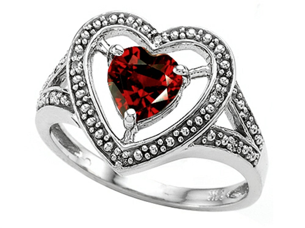 Tommaso Design Heart Shape 6mm Genuine Garnet Ring