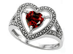 Tommaso Design Heart Shape 6mm Genuine Garnet Ring