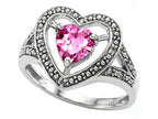 Tommaso Design Heart Shape 6mm Simulated Pink Tourmaline Ring