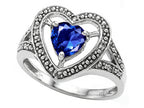 Tommaso Design Heart Shape 6mm Created Blue Sapphire Ring