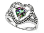 Tommaso Design Heart Shape 6mm Mystic Rainbow Topaz Ring