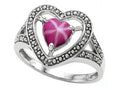 Tommaso Design Heart Shape 6mm Created Star Ruby Ring