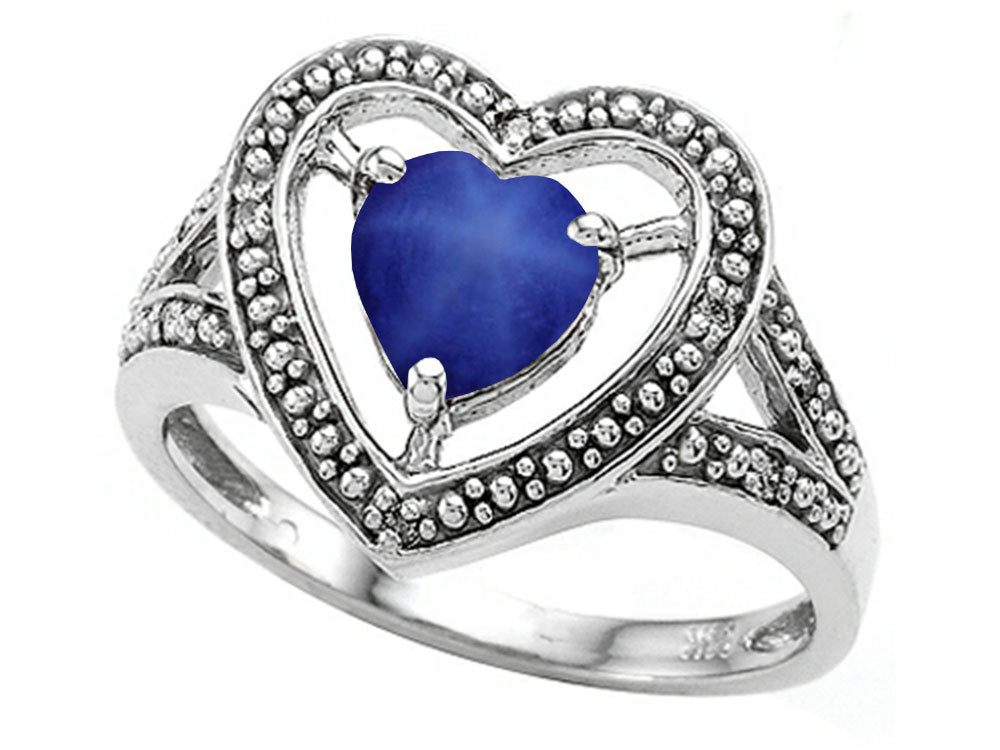 Tommaso Design Heart Shape 6mm Created Star Sapphire Ring