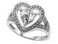 Tommaso Design™ Heart Shape 6mm Genuine White Topaz Ring