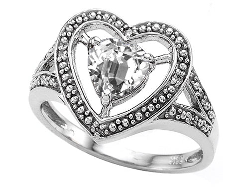 Tommaso Design™ Heart Shape 6mm Genuine White Topaz Ring