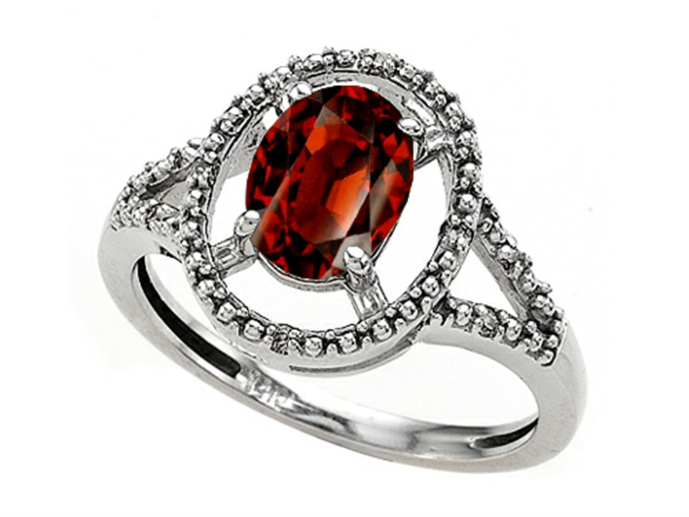 Tommaso Design Oval 8x6mm Genuine Garnet Ring