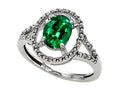 Tommaso Design Oval 8x6mm Simulated Emerald Ring