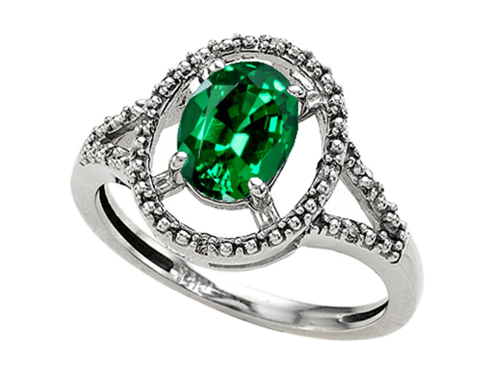 Tommaso Design Oval 8x6mm Simulated Emerald Ring