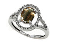 Tommaso Design Oval 8x6mm Genuine Smoky Quartz Ring