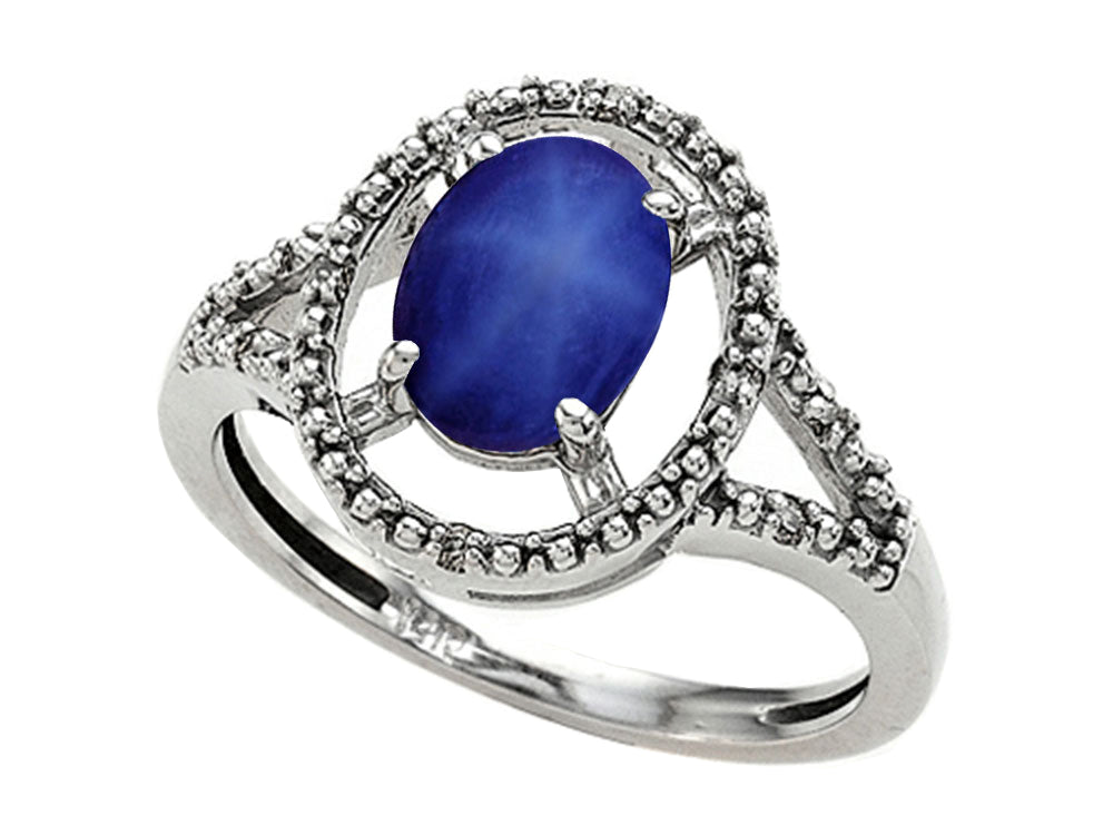 Tommaso Design Oval 8x6mm Created Star Sapphire Ring