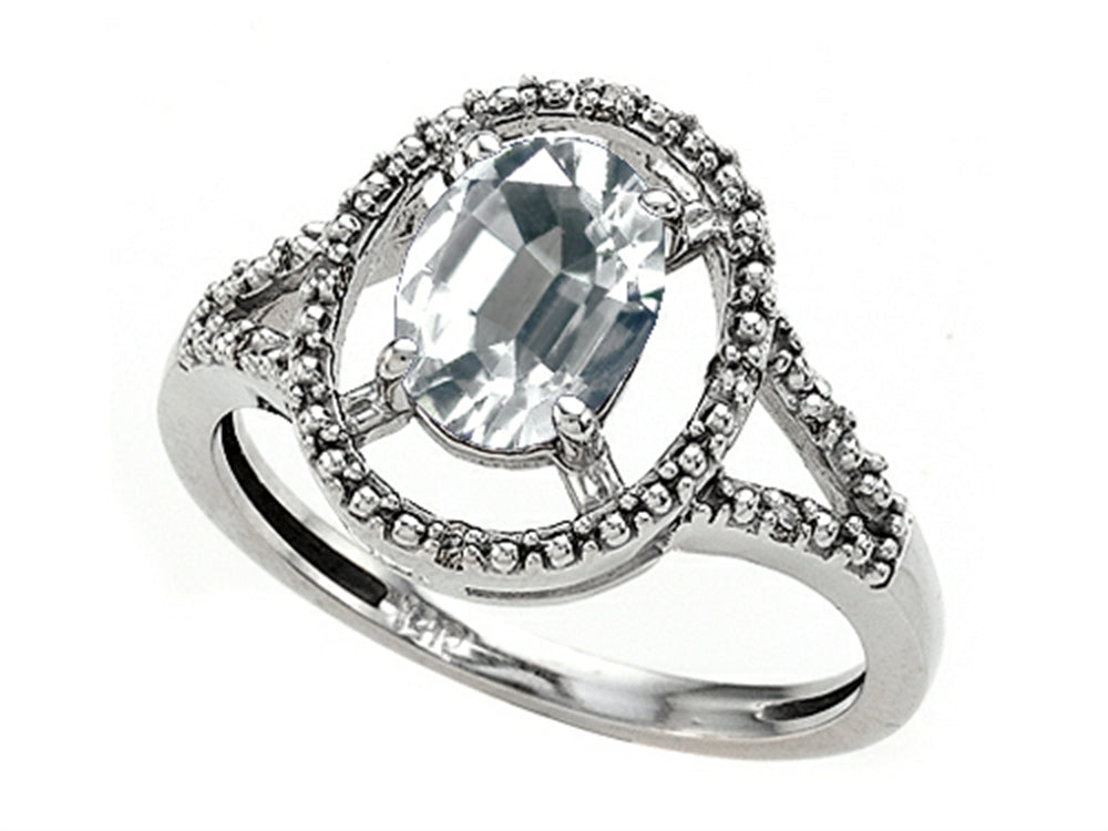 Tommaso Design Oval 8x6mm Genuine White Topaz Ring