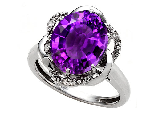 Tommaso Design™ Oval 12x10mm Genuine Amethyst Ring