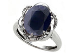 Tommaso Design Oval 12x10mm Genuine Black Sapphire Ring