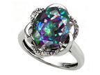 Tommaso Design Oval 12x10mm Mystic Rainbow Topaz Ring