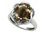 Tommaso Design Oval 12x10mm Genuine Smoky Quartz Ring