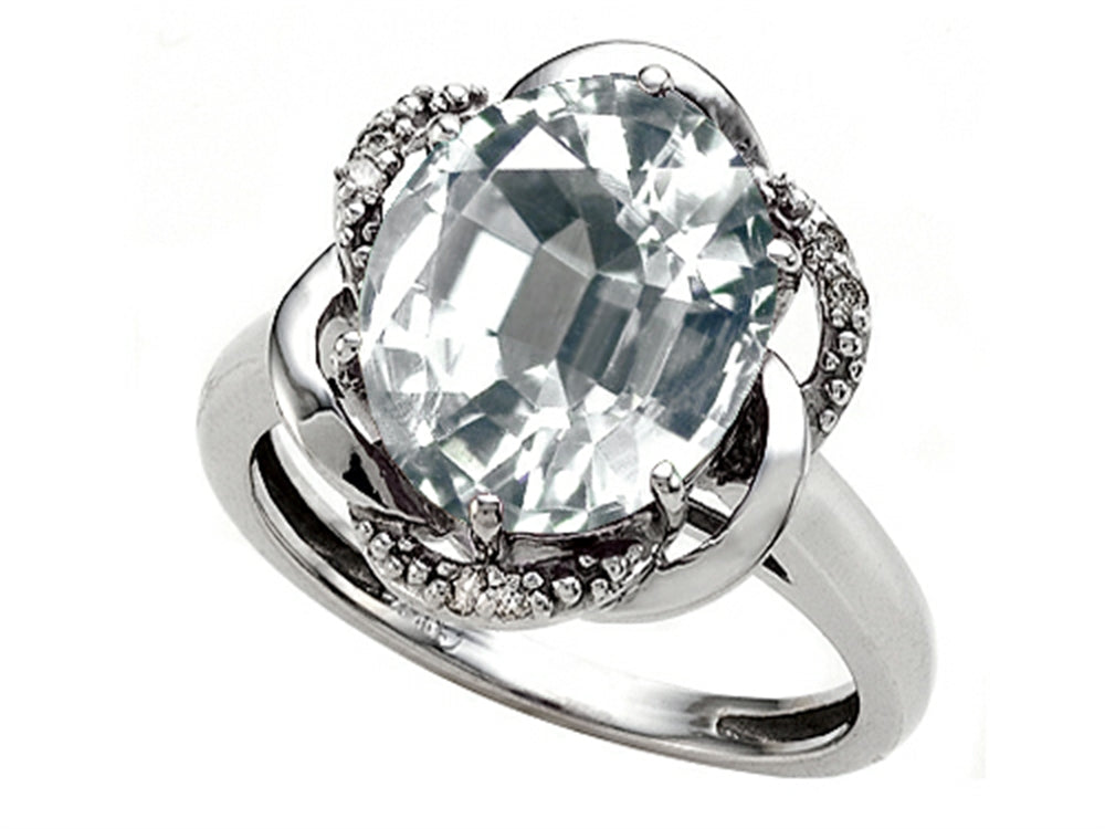 Tommaso Design Oval 12x10mm Genuine White Topaz Ring