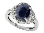 Tommaso Design Oval 10x8mm Genuine Black Sapphire Ring