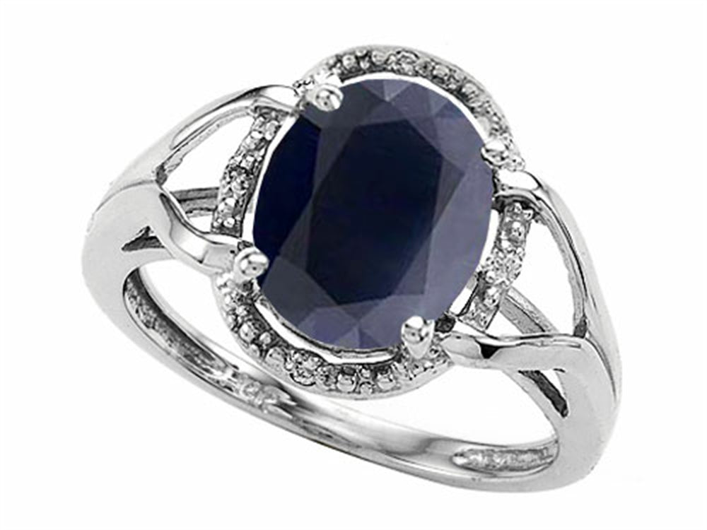 Tommaso Design Oval 10x8mm Genuine Black Sapphire Ring