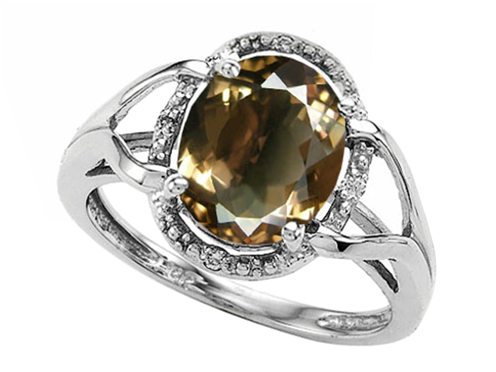 Tommaso Design Oval 10x8mm Genuine Smoky Quartz Ring