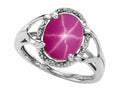 Tommaso Design Oval 10x8mm Created Star Ruby Ring