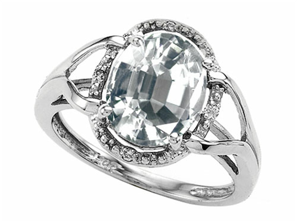 Tommaso Design Oval 10x8mm Genuine White Topaz Ring