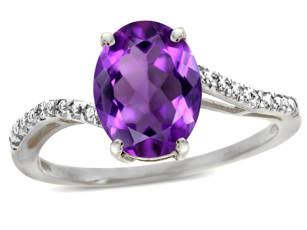 Tommaso Design™ Oval 10x8mm Genuine Amethyst Ring