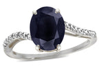 Tommaso Design Oval 10x8mm Genuine Black Sapphire Ring