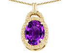 Tommaso Design™ Oval 10x8mm Genuine Amethyst Pendant Necklace