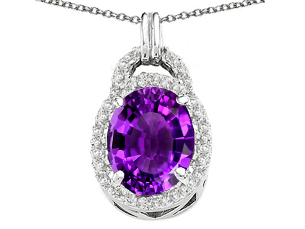 Tommaso Design™ Oval 10x8mm Genuine Amethyst Pendant Necklace
