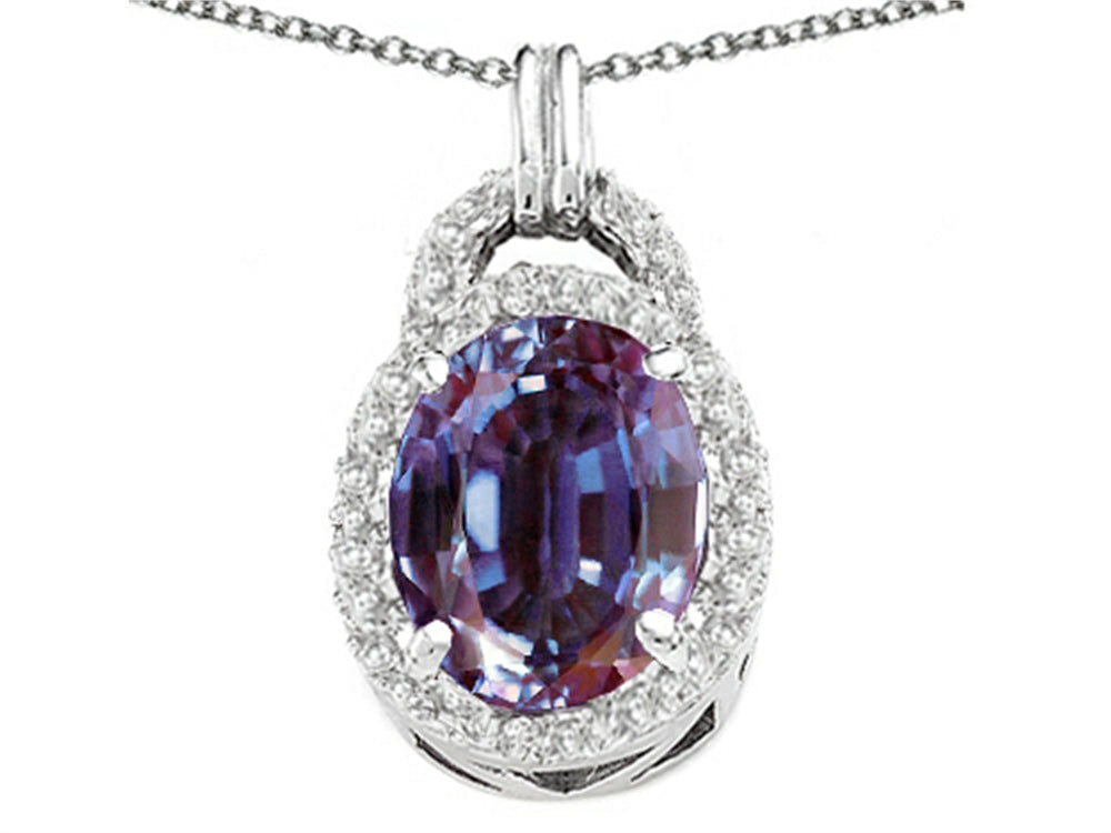 Tommaso Design™ Oval 10x8mm Simulated Alexandrite Pendant Necklace