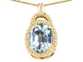 Tommaso Design™ Oval 10x8mm Genuine Aquamarine Pendant Necklace