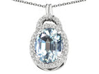 Tommaso Design™ Oval 10x8mm Genuine Aquamarine Pendant Necklace