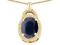 Tommaso Design™ Oval 10x8mm Genuine Black Sapphire Pendant Necklace