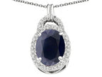Tommaso Design™ Oval 10x8mm Genuine Black Sapphire Pendant Necklace