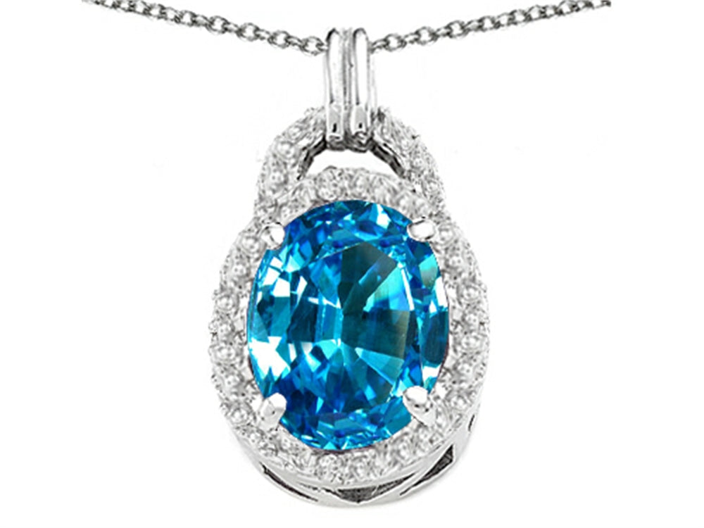 Tommaso Design™ Oval 10x8mm Genuine Blue Topaz Pendant Necklace