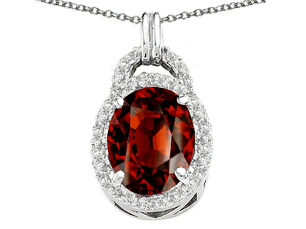 Tommaso Design™ Oval 10x8mm Genuine Garnet Pendant Necklace