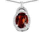 Tommaso Design™ Oval 10x8mm Genuine Garnet Pendant Necklace