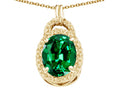Tommaso Design™ Oval 10x8mm Simulated Emerald Pendant Necklace