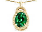 Tommaso Design™ Oval 10x8mm Simulated Emerald Pendant Necklace