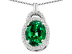 Tommaso Design™ Oval 10x8mm Simulated Emerald Pendant Necklace