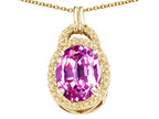Tommaso Design™ Oval 10x8mm Created Pink Sapphire Pendant Necklace