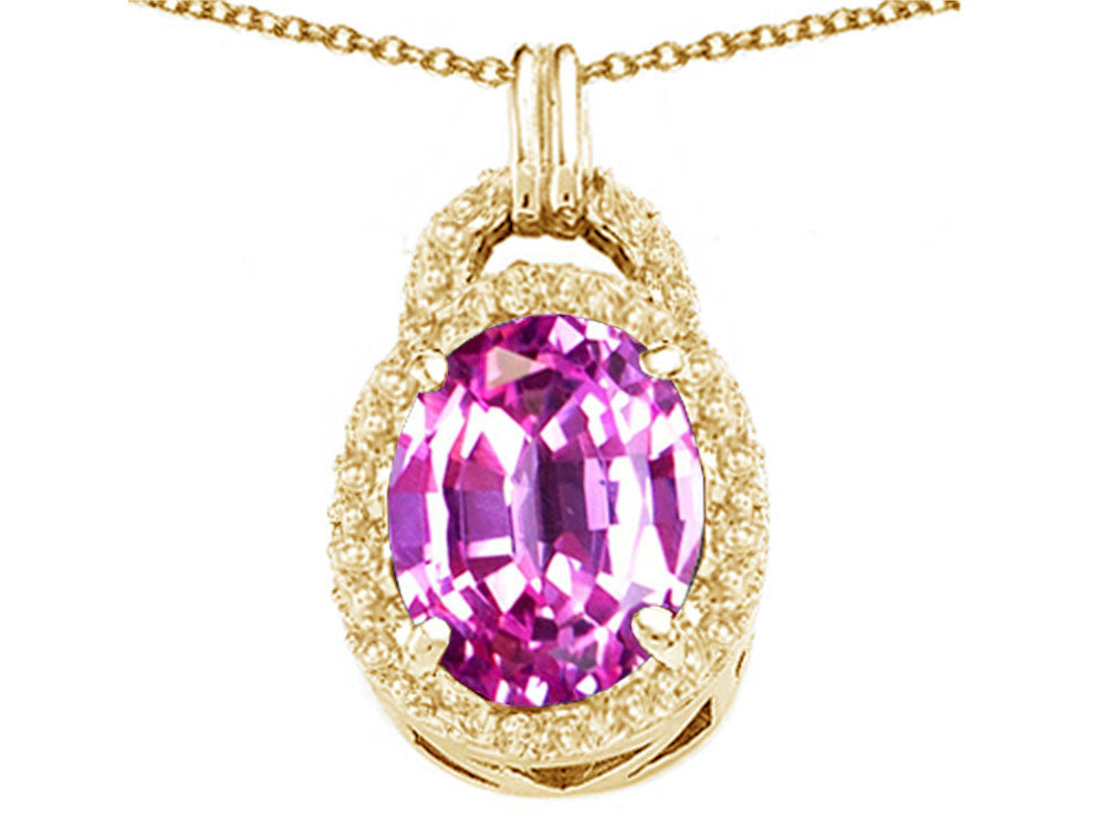 Tommaso Design™ Oval 10x8mm Simulated Pink Tourmaline Pendant Necklace