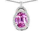 Tommaso Design™ Oval 10x8mm Simulated Pink Tourmaline Pendant Necklace