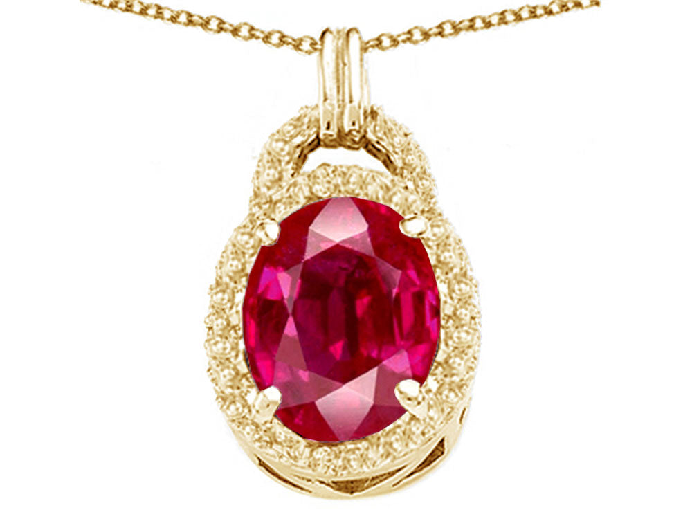 Tommaso Design™ Oval 10x8mm Created Ruby Pendant Necklace