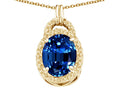 Tommaso Design™ Oval 10x8mm Created Blue Sapphire Pendant Necklace