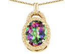 Tommaso Design™ Oval 10x8mm Mystic Rainbow Topaz Pendant Necklace