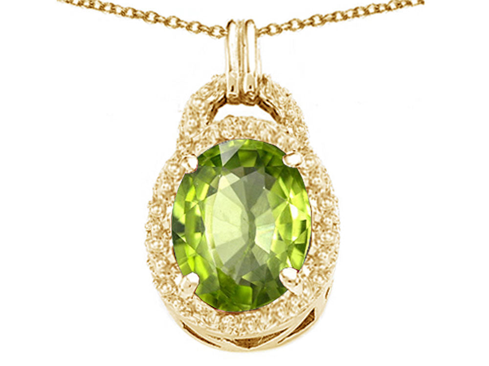 Tommaso Design™ Oval 10x8mm Genuine Peridot Pendant Necklace